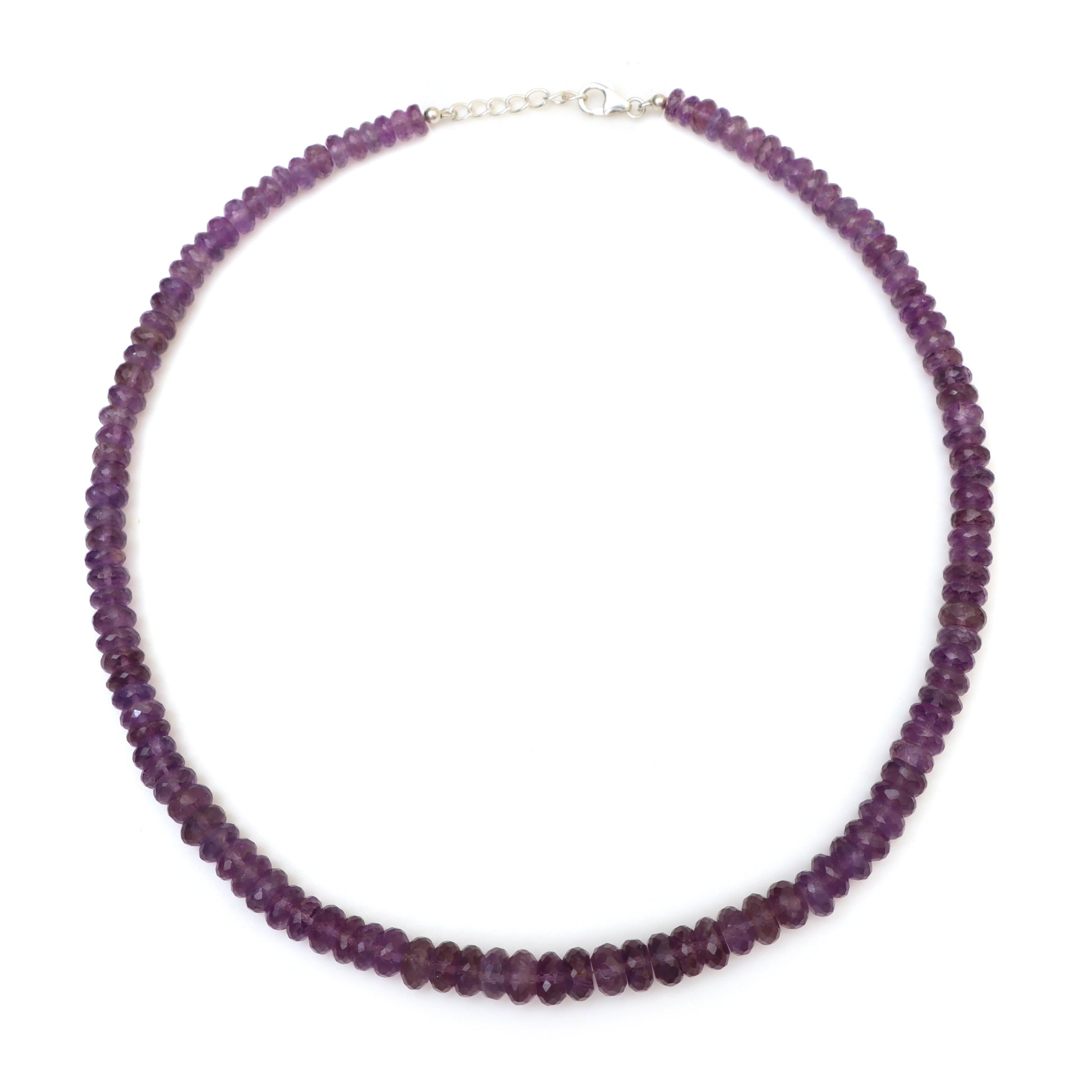 Amethyst Faceted Beads & Rondelle Handmade Jewelry Necklace | February Birthstone Necklace