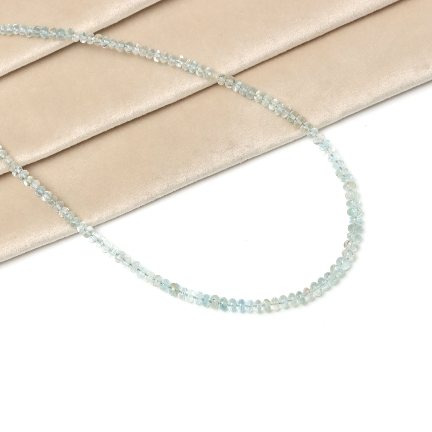 Aquamarine Smooth Beads Handmade Gemstone Necklace | March Birthstone Necklace