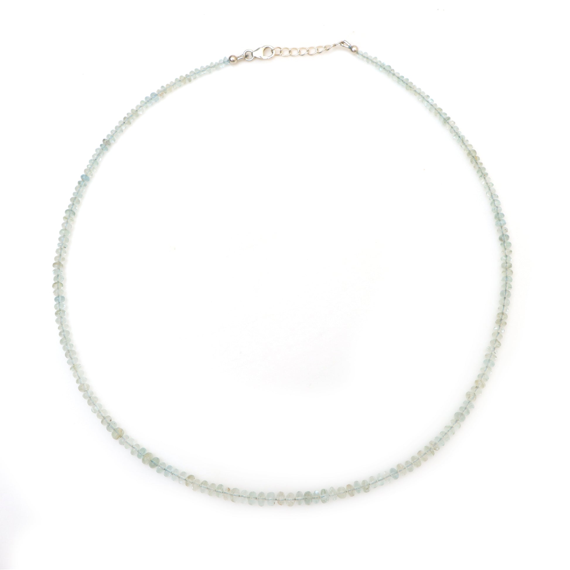 Aquamarine Smooth Beads Handmade Gemstone Necklace | March Birthstone Necklace