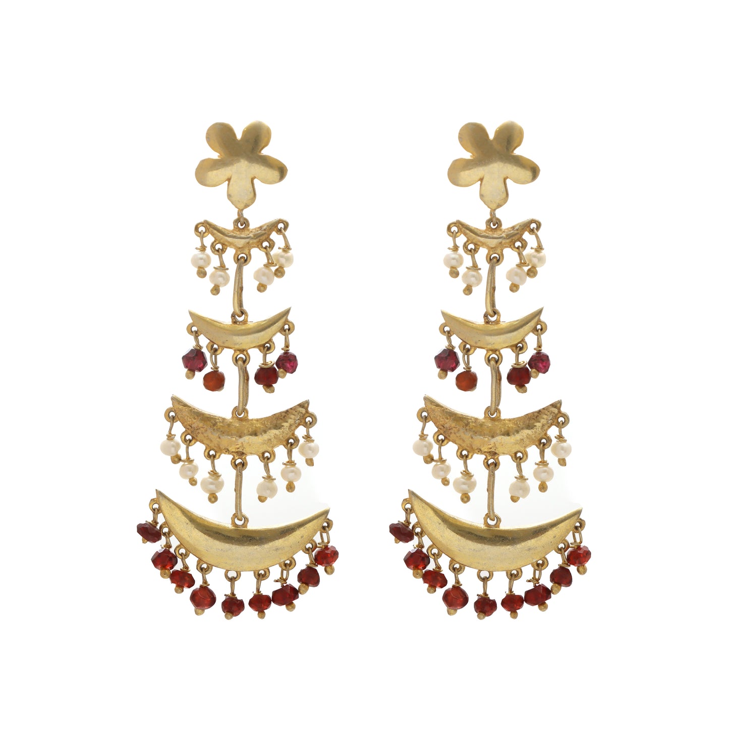 Garnet & Pearl Earrings for Women - January & June Birthstone Earrings