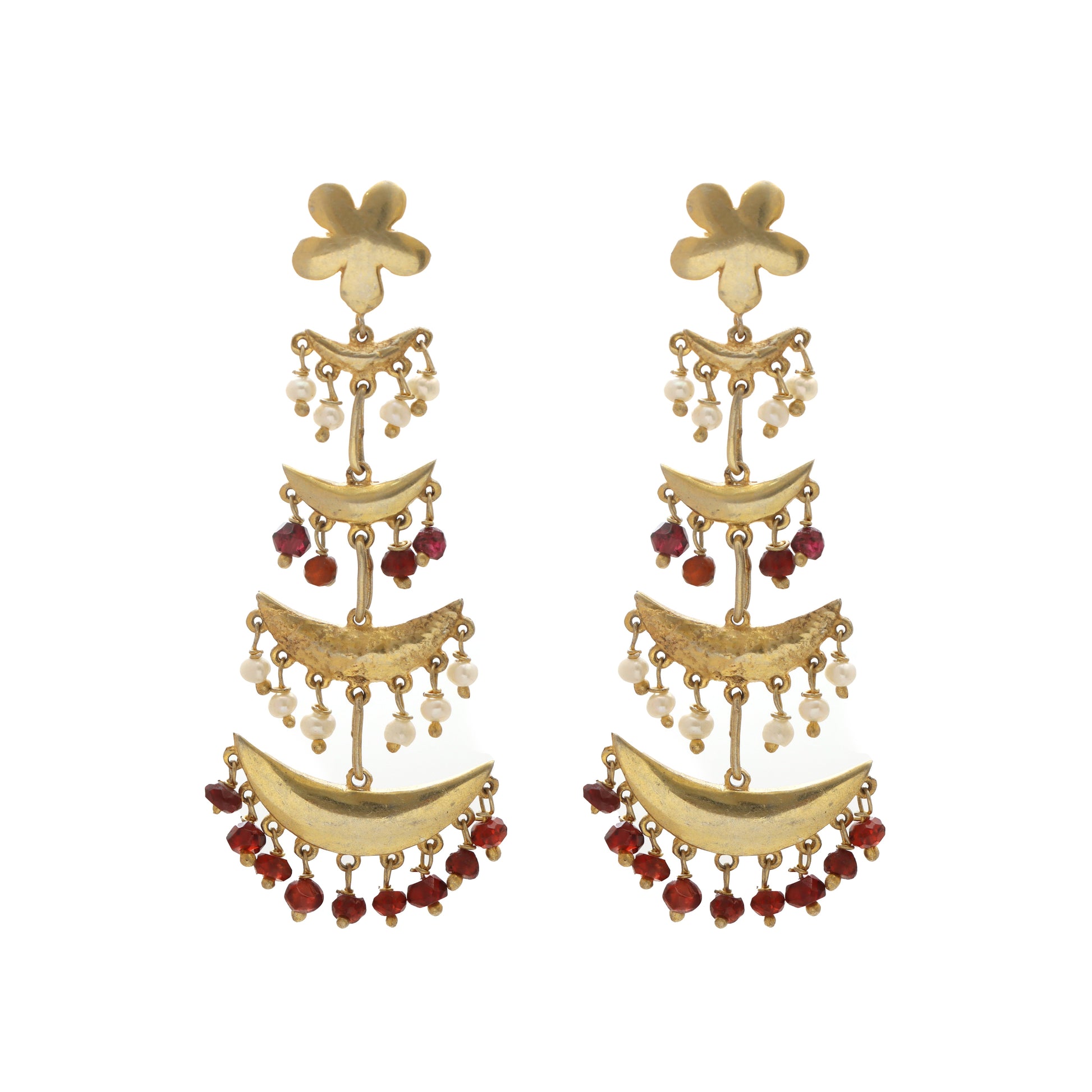 Garnet & Pearl Earrings for Women - January & June Birthstone Earrings