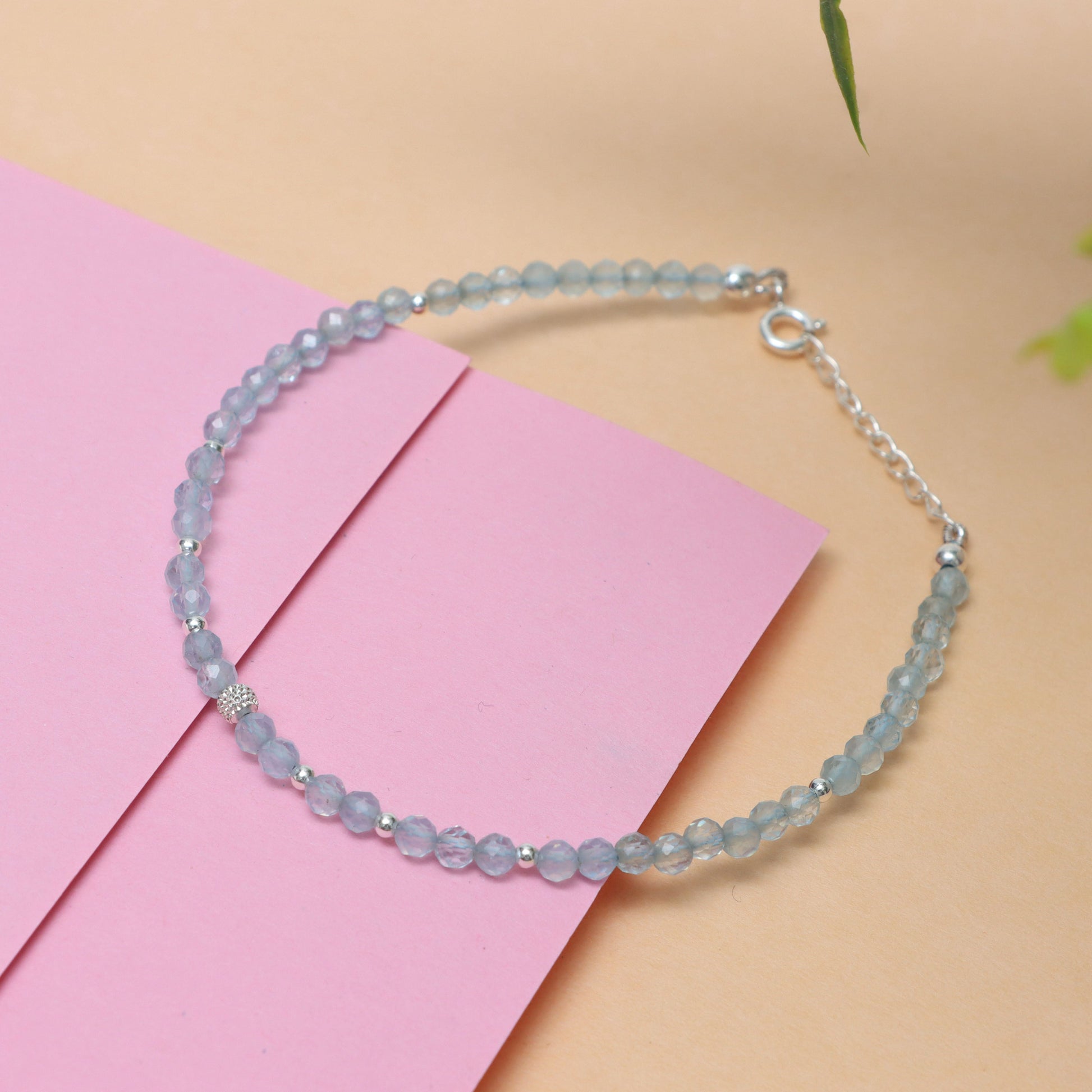 Aquamarine Gemstone Sterling Silver Bracelet for Women | March Birthstone