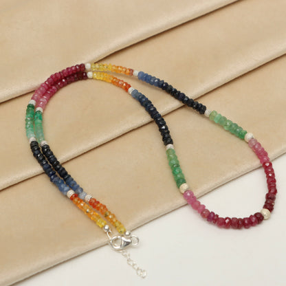 Emerald, Ruby, Blue Sapphire, and Yellow Sapphire Necklace for Women