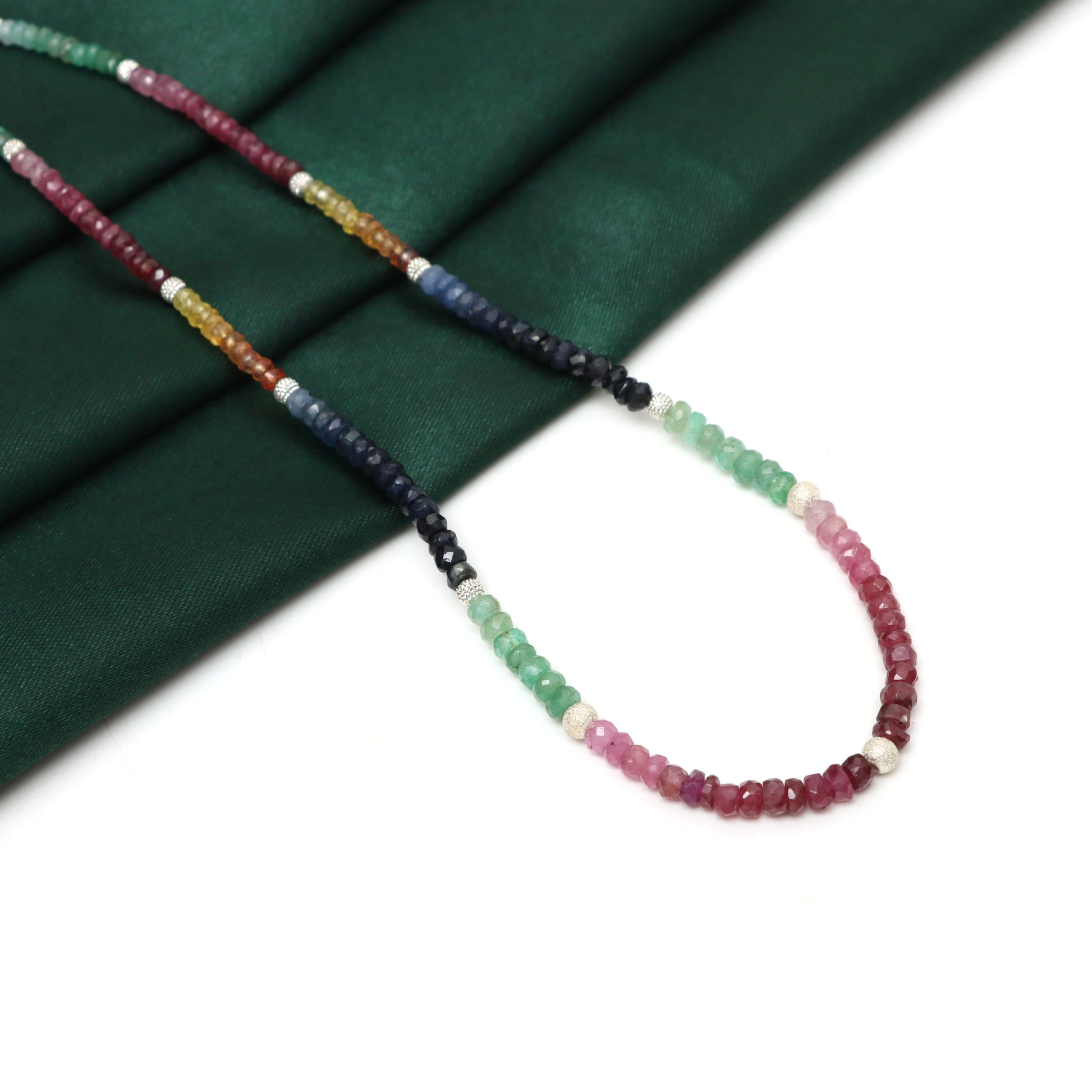 Emerald, Ruby, Blue Sapphire, and Yellow Sapphire Necklace for Women