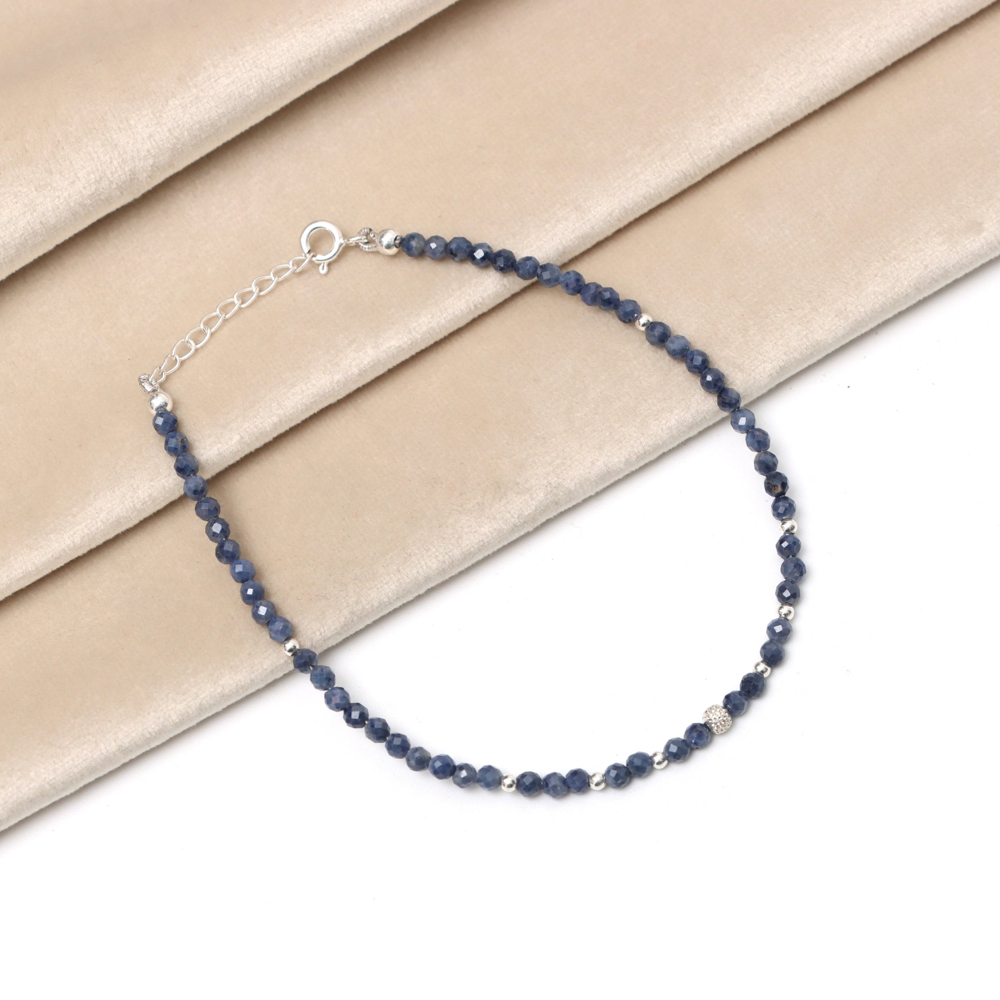 Blue Sapphire Handmade Gemstone Bracelet | September Birthstone Bracelet