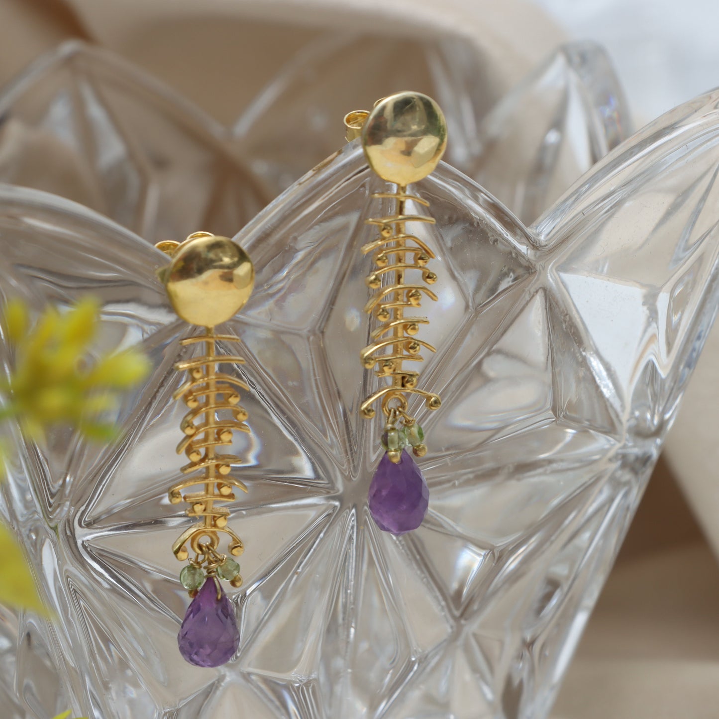 February & August Birthstone Amethyst & Peridot Earrings for Women