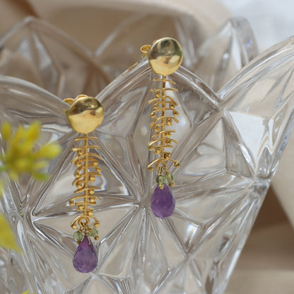 February & August Birthstone Amethyst & Peridot Earrings for Women