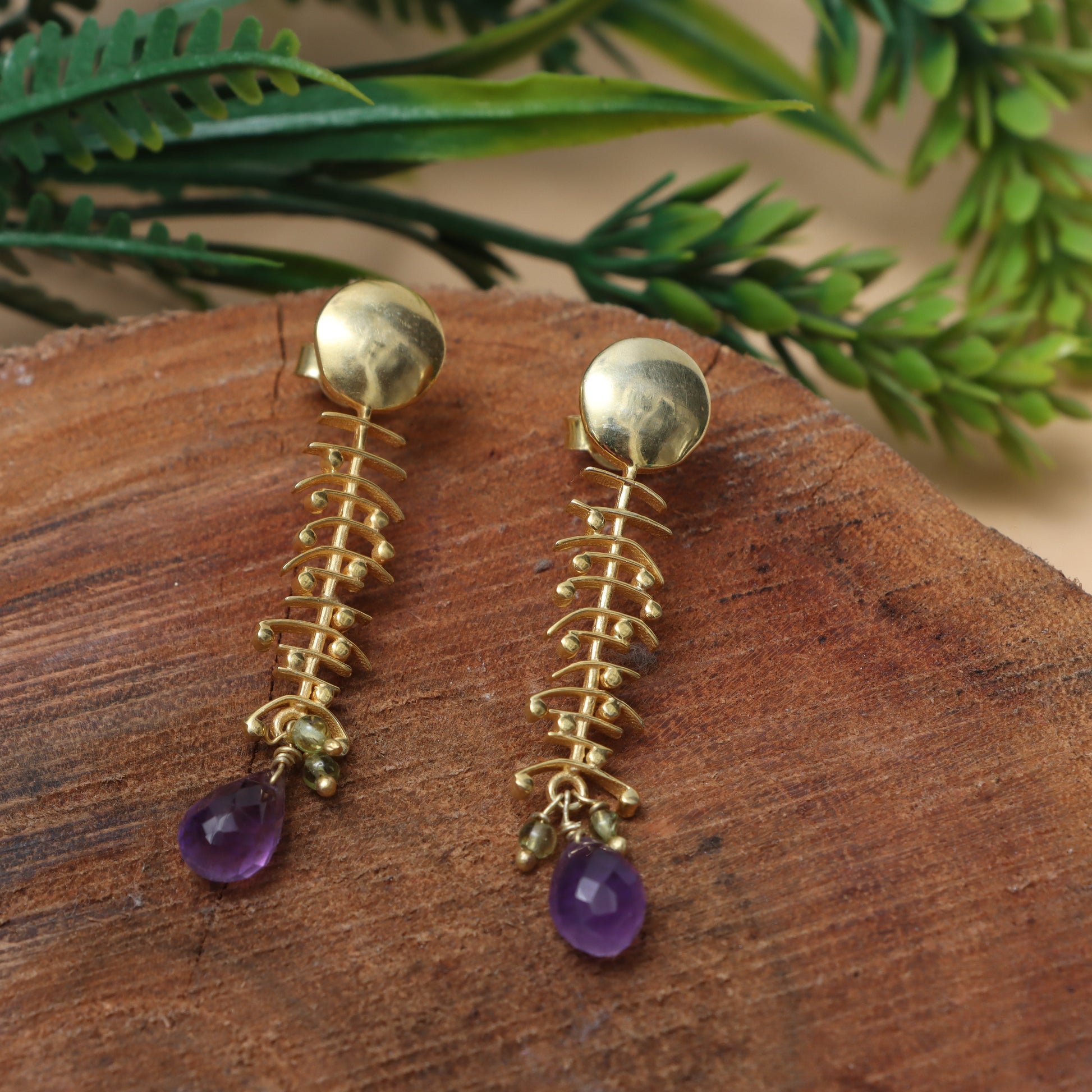 February & August Birthstone Amethyst & Peridot Earrings for Women