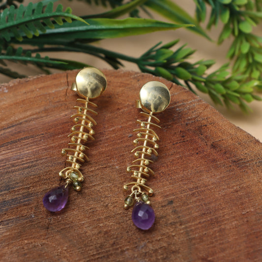 February & August Birthstone Amethyst & Peridot Earrings for Women