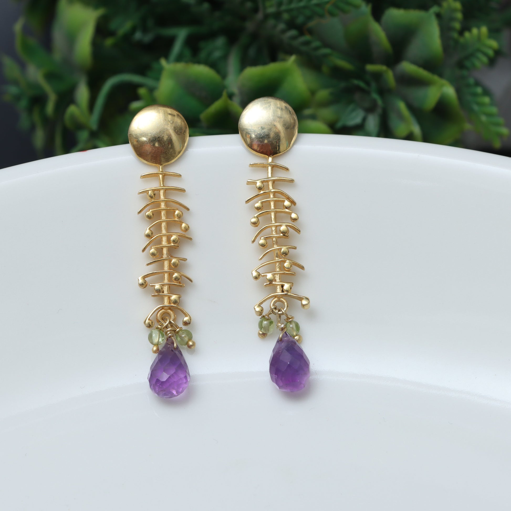 February & August Birthstone Amethyst & Peridot Earrings for Women