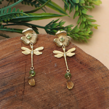 Citrine & Peridot Earrings for Women - November & August Birthstone Earrings