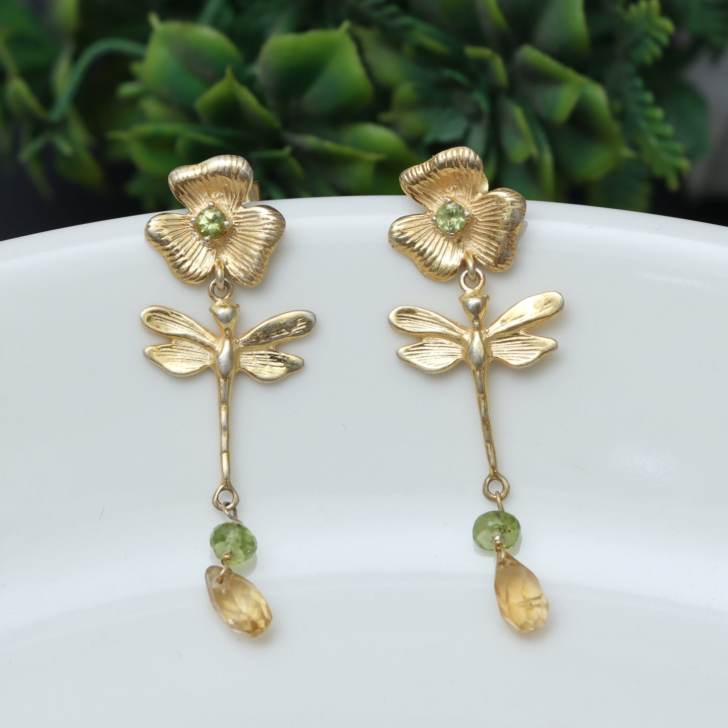 Citrine & Peridot Earrings for Women - November & August Birthstone Earrings