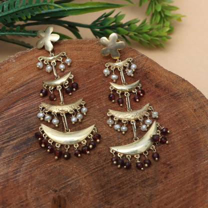 Garnet & Pearl Earrings for Women - January & June Birthstone Earrings