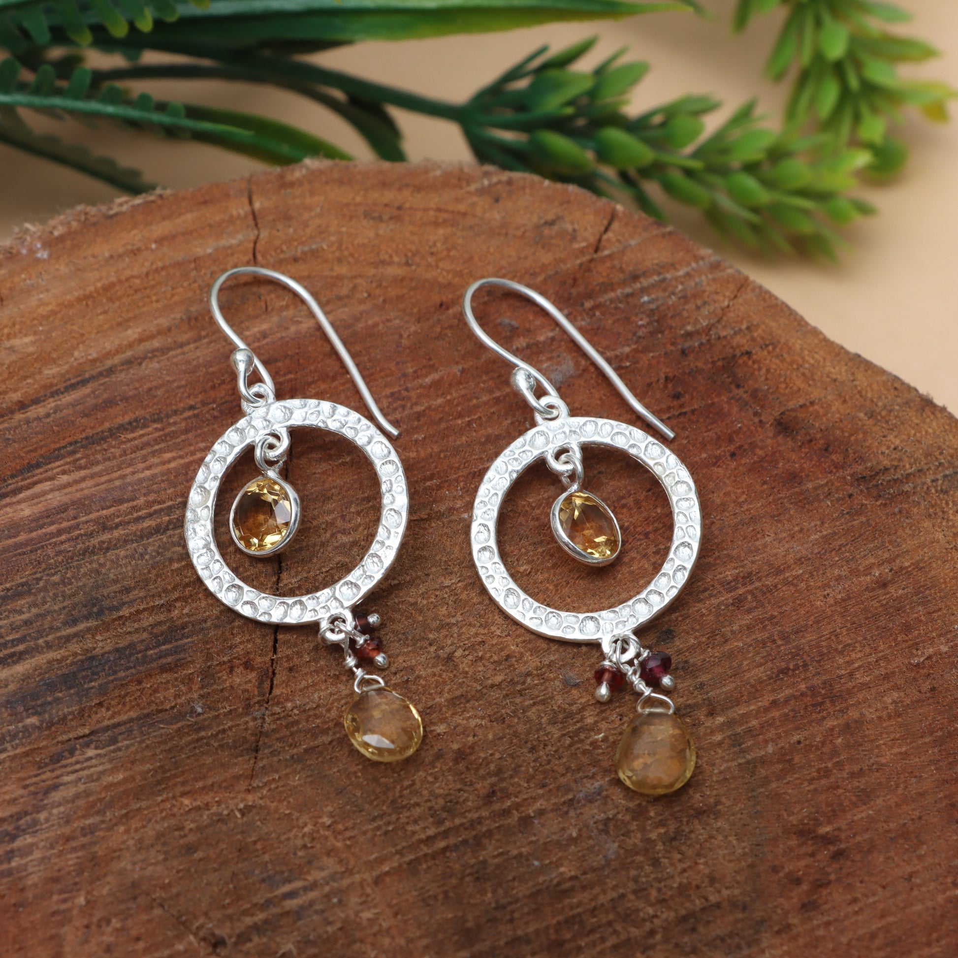 Garnet & Citrine Earrings for Women - January & November Birthstone Earrings