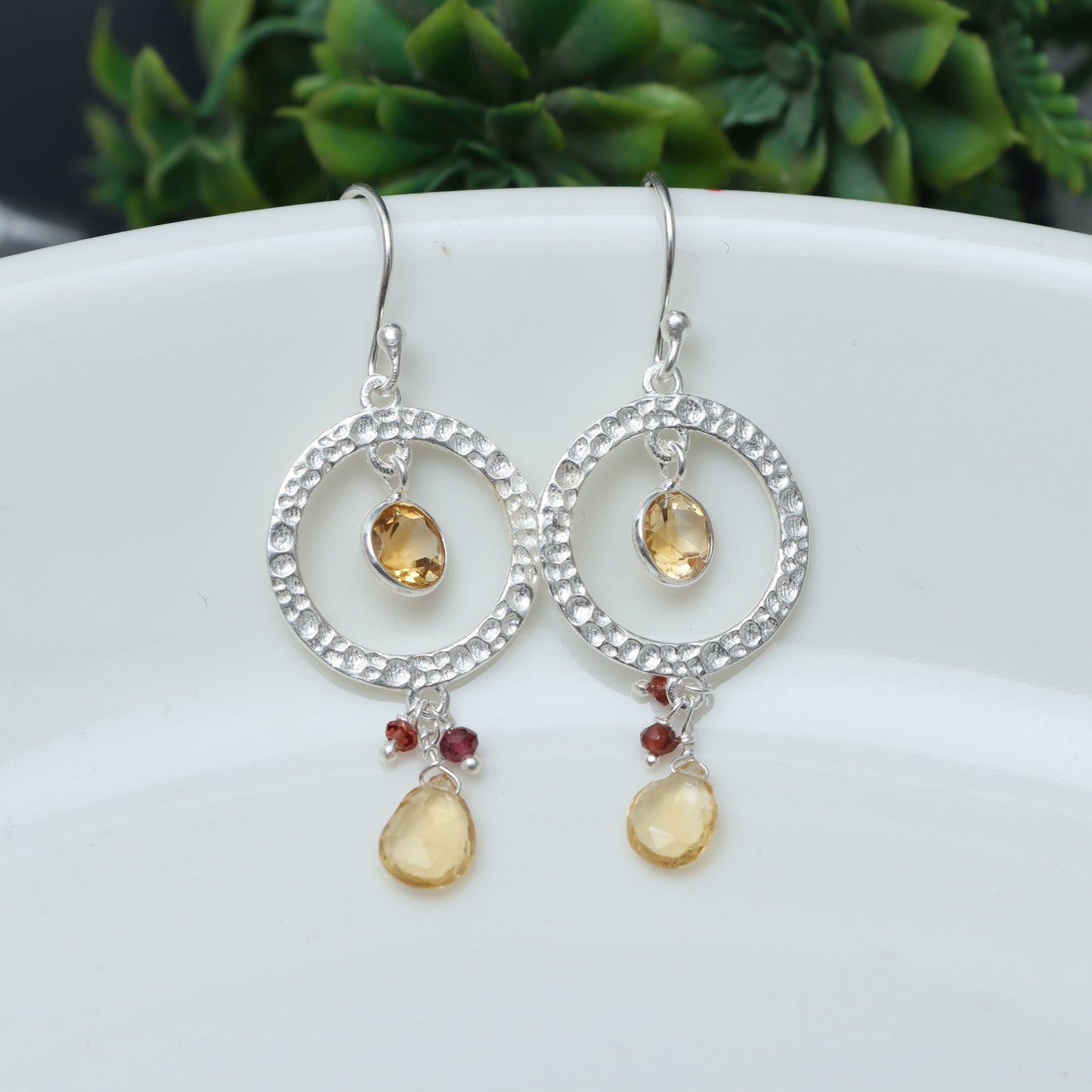 Garnet & Citrine Earrings for Women - January & November Birthstone Earrings