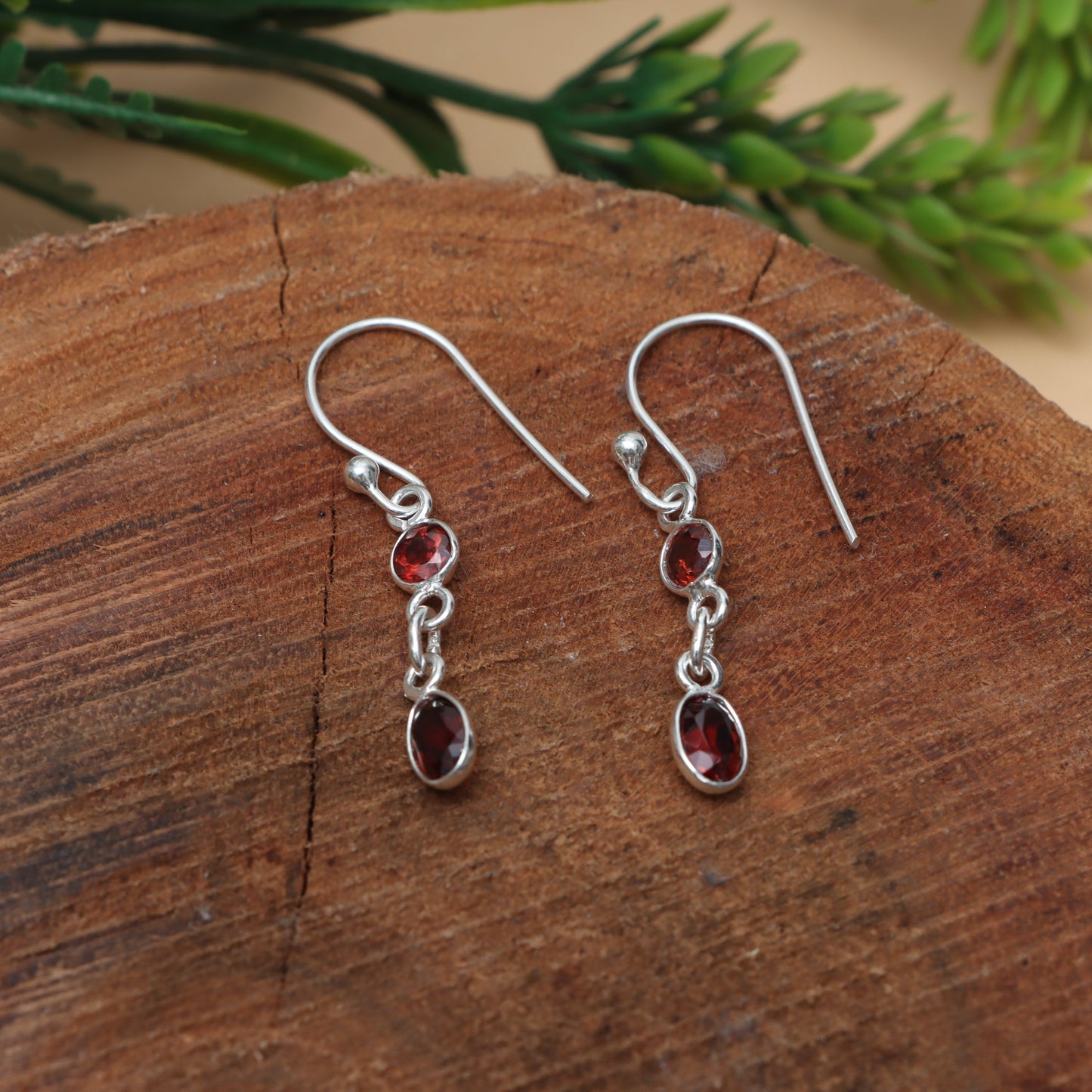 Garnet Earrings for Women - January Birthstone Earrings for Her