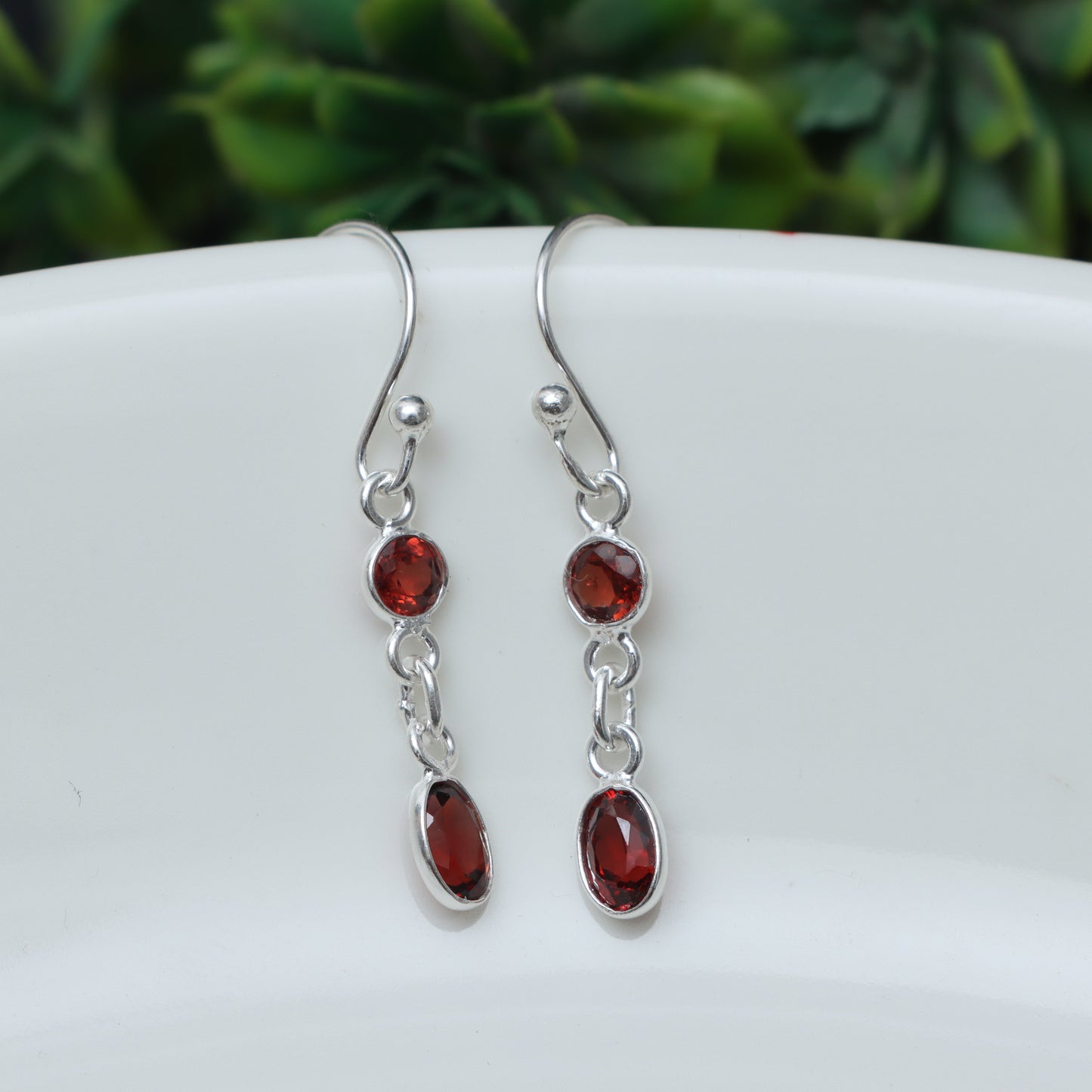 Garnet Earrings for Women - January Birthstone Earrings for Her