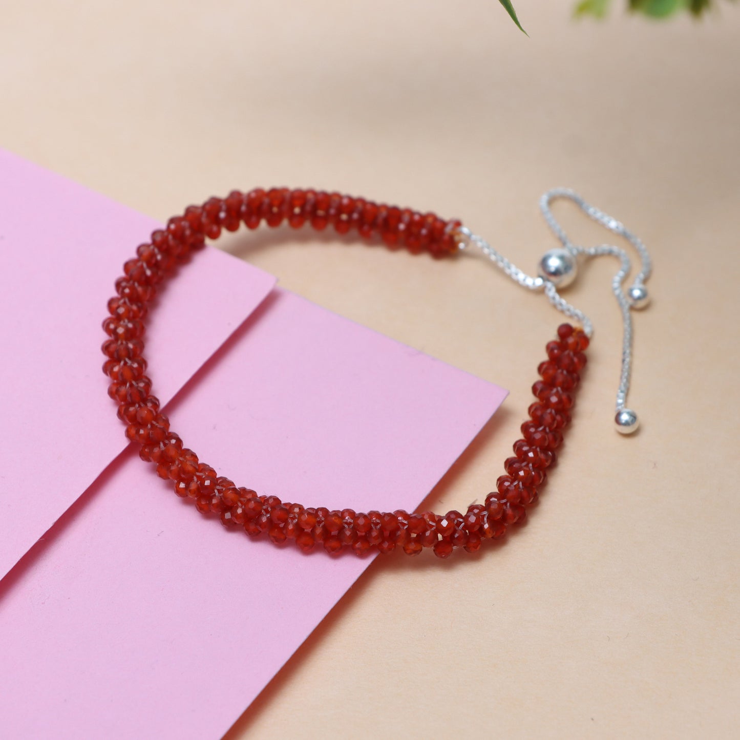 Red Onyx July Birthstone Bracelet for Women 