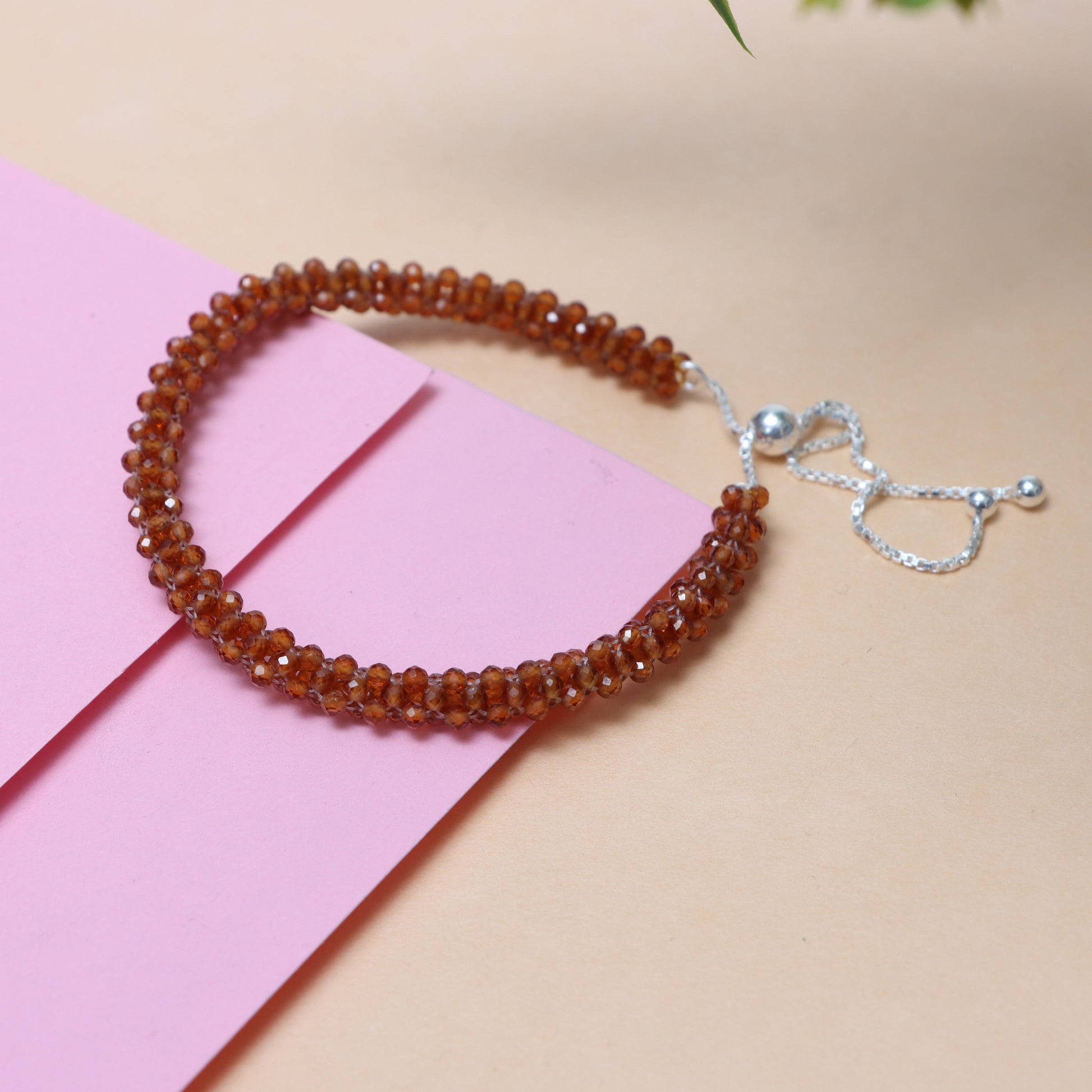 Hessonite January Birthstone Bracelet for Women 