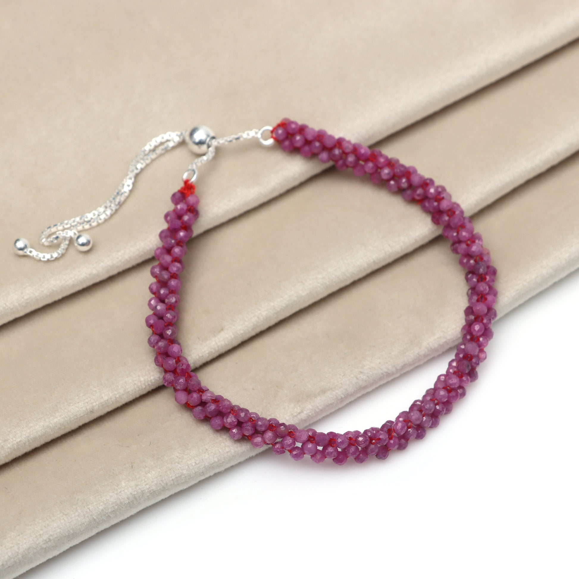 Ruby Faceted July Birthstone Bracelet for Women