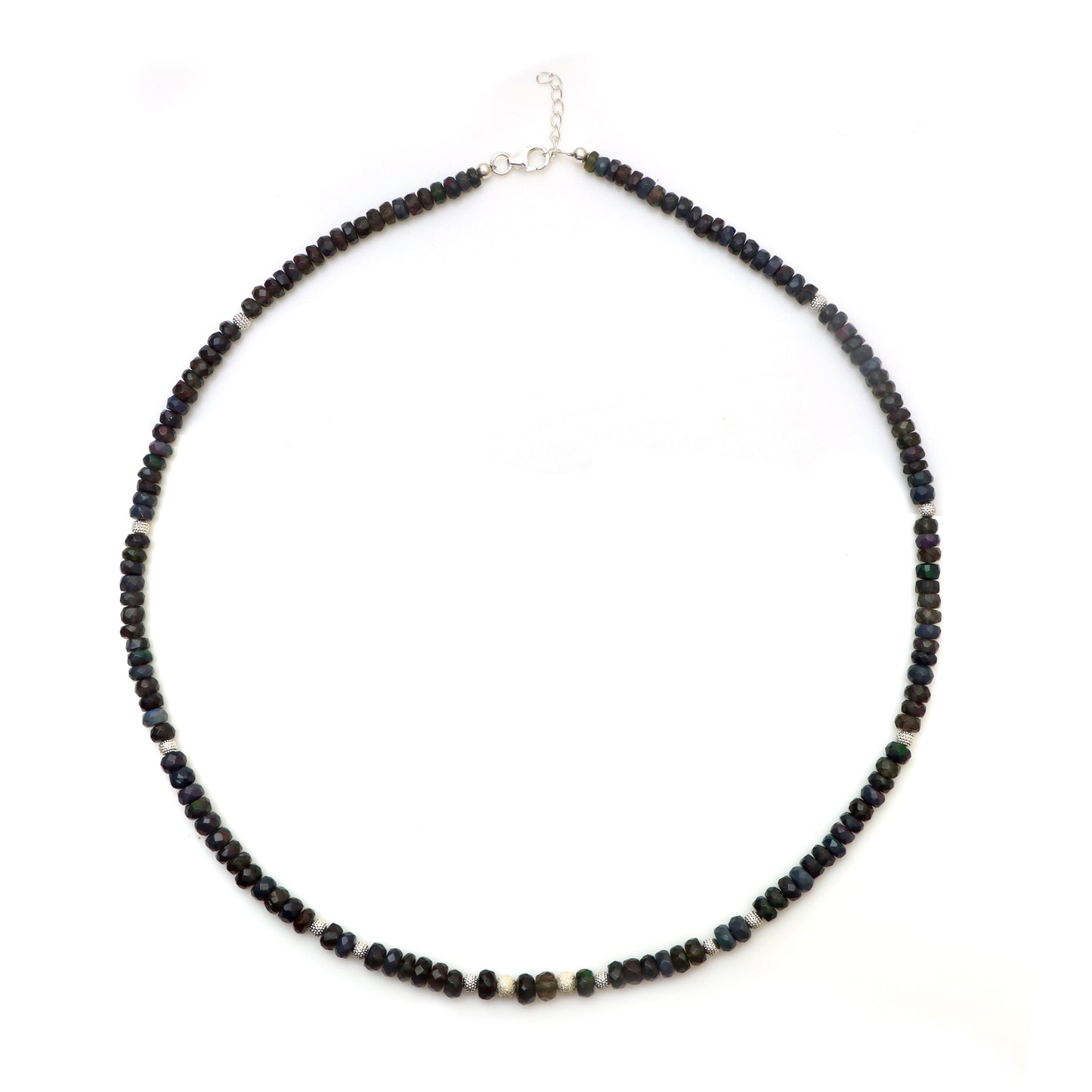 Black Opal October Birthstone Necklace for Women