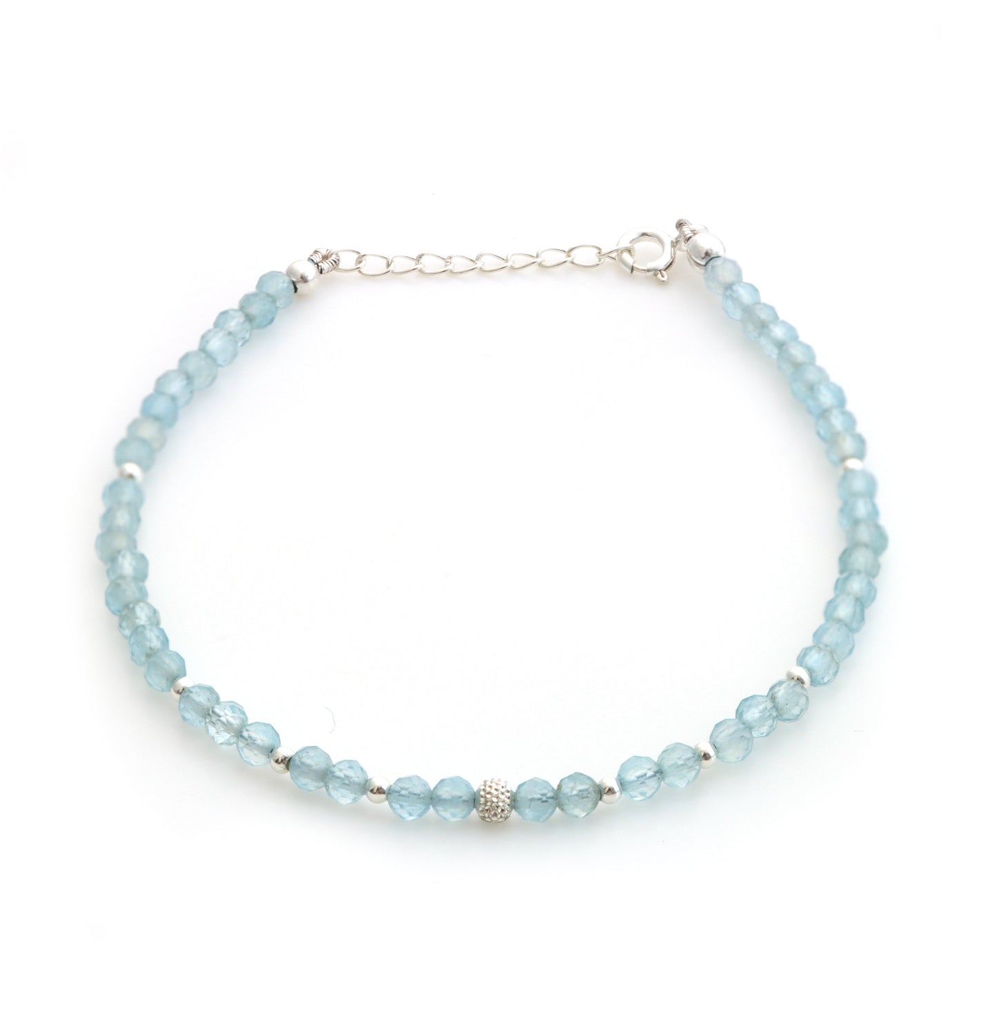 Aquamarine Gemstone Sterling Silver Bracelet for Women | March Birthstone