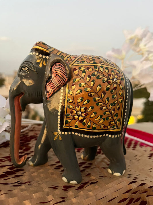 JAIPURWALA MEENAKARI WOODEN ROYAL ELEPHANT 099