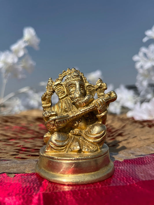 JAIURWALA ANTIQUE BRASS VEENADHARI GANESHA STATUE 213