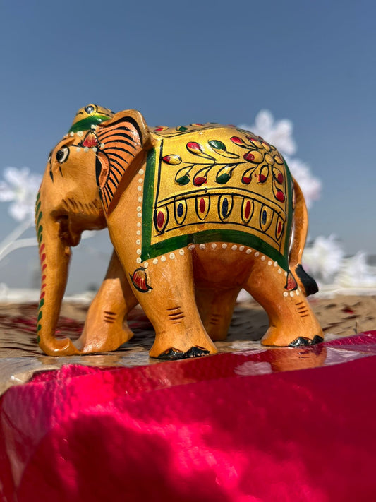 JAIPURWALA WOODEN MEENAKARI GOLD WORK ROYAL ELEPHANT 152