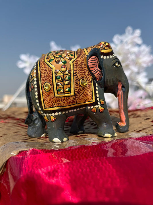 JAIPURWALA WOODEN MEENAKARI GOLD WORK ROYAL ELEPHANT 155