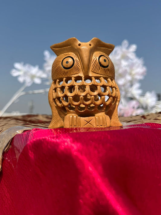 JAIPURWALA JALI WORK OWL (ULLU) WOODEN STAUTE 195