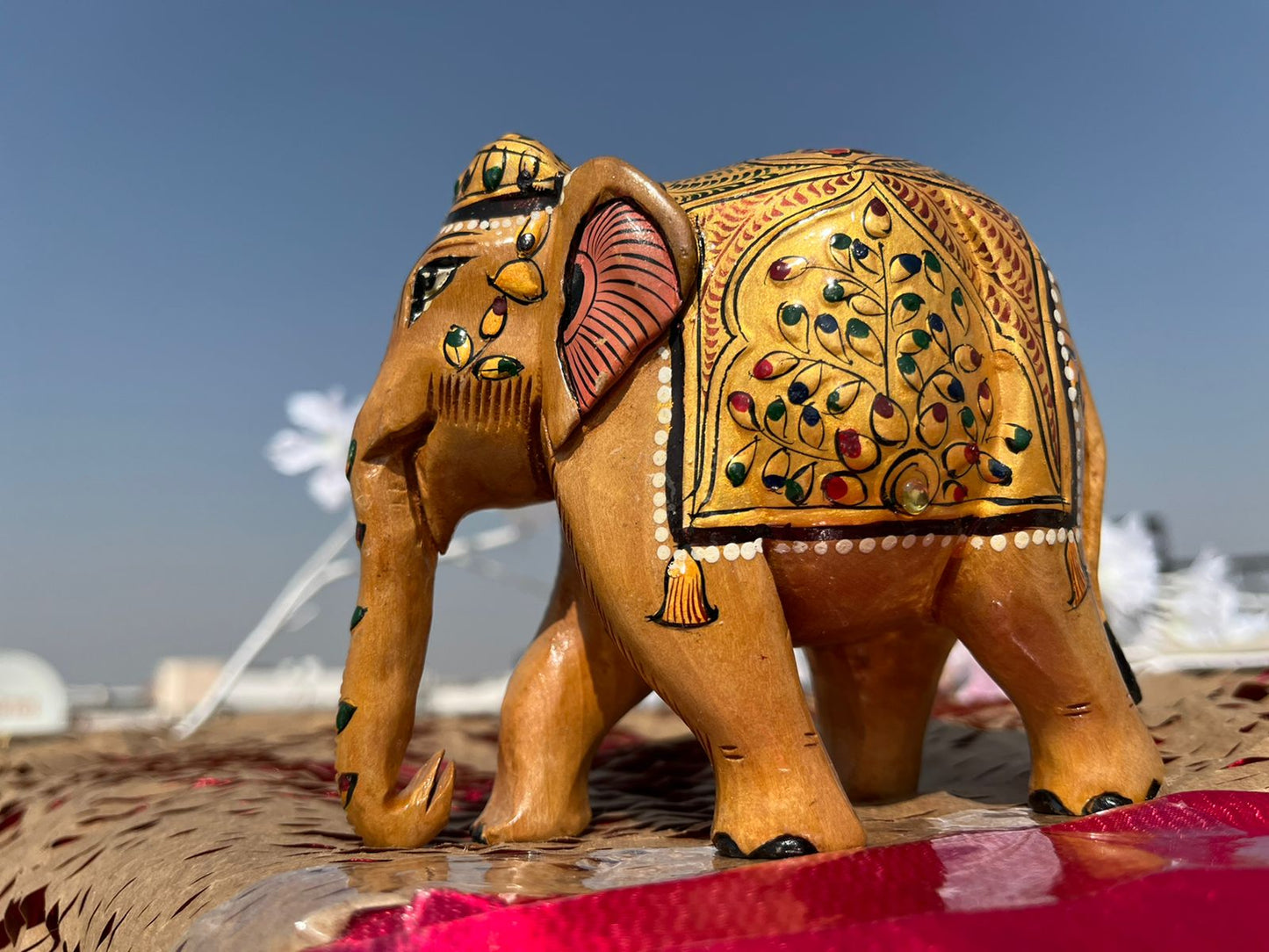 JAIPURWALA WOODEN MEENAKARI GOLD WORK ROYAL ELEPHANT 153