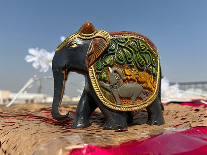 JAIPURWALA MEENAKARI GOLD WORK WOODEN ROYAL ELEPHANT 176