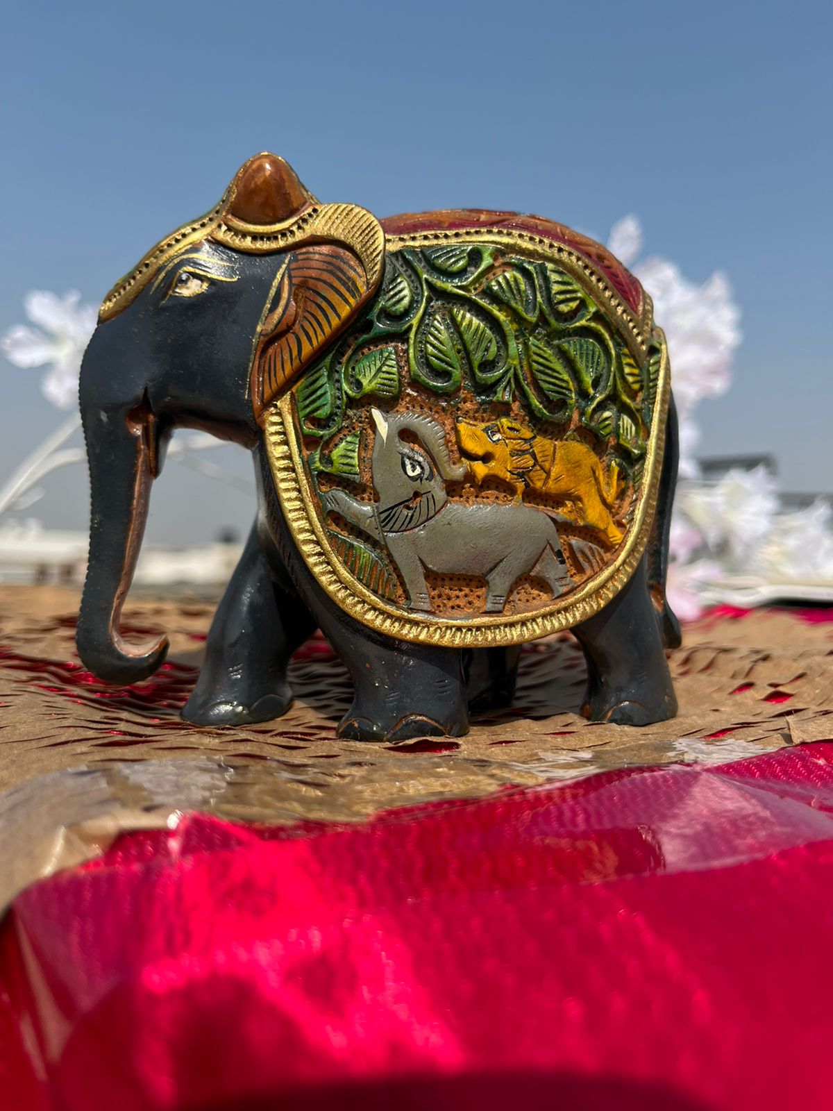 JAIPURWALA MEENAKARI GOLD WORK WOODEN ROYAL ELEPHANT 176