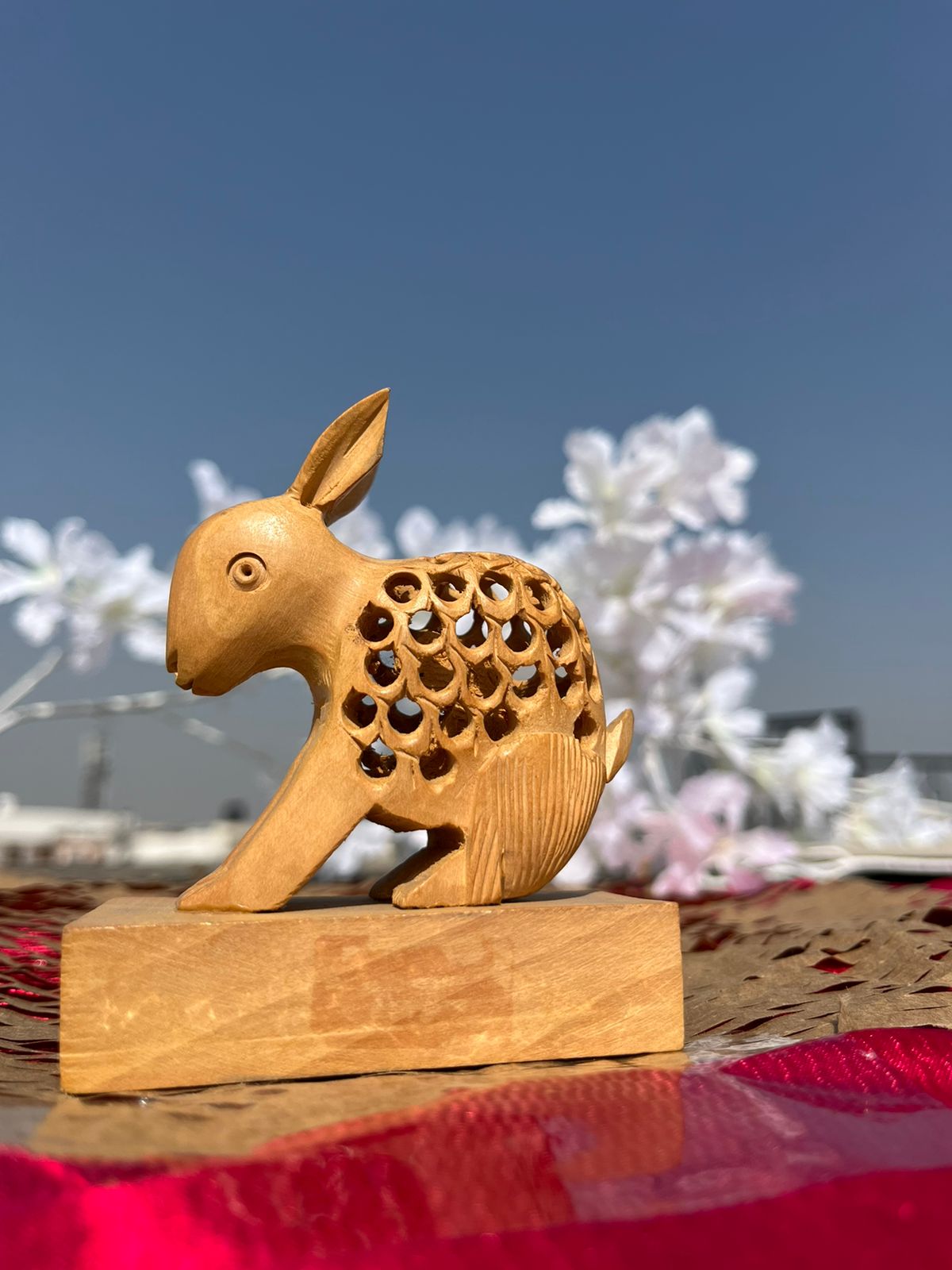 JAIPURWALA JALI WORK RABBIT WOODEN STAUTE 196