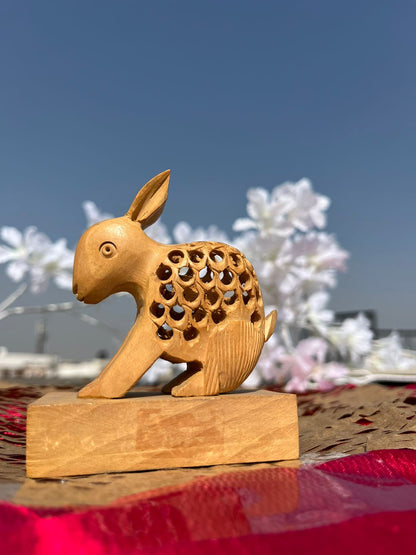 JAIPURWALA JALI WORK RABBIT WOODEN STAUTE 196