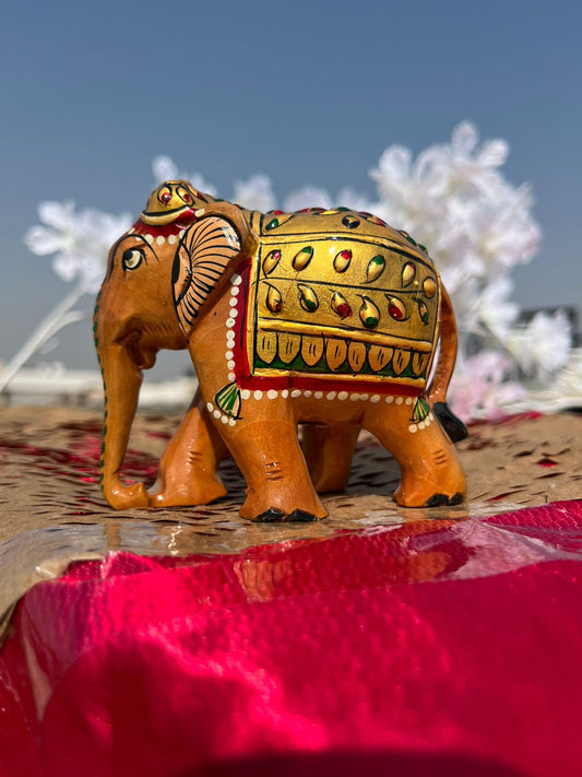 JAIPURWALA WOODEN MEENAKARI GOLD WORK ROYAL ELEPHANT 151