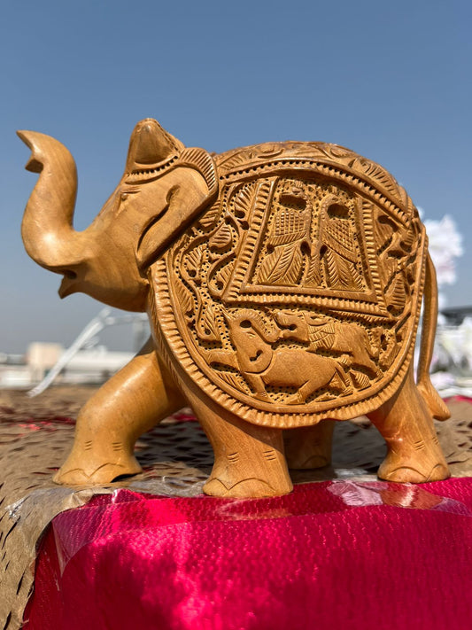 JAIPURWALA MEENAKARI GOLD WORK WOODEN ROYAL ELEPHANT 184