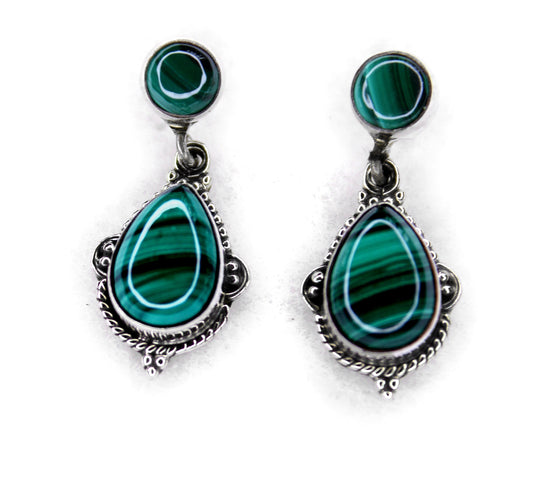 MALACHITE SILVER EARRING (6.6 gm)