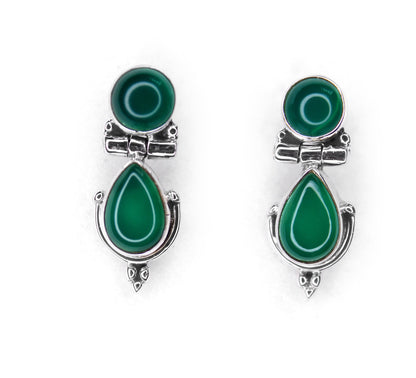 GREEN ONEX SILVER EARRING (4.4 GM)