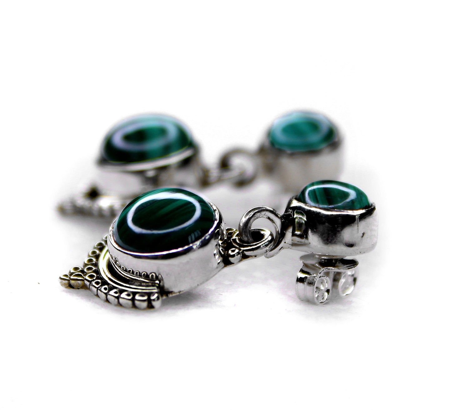 MALACHITE SILVER EARRING (5.1 GM)