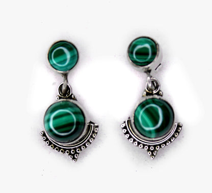 MALACHITE SILVER EARRING (5.1 GM)