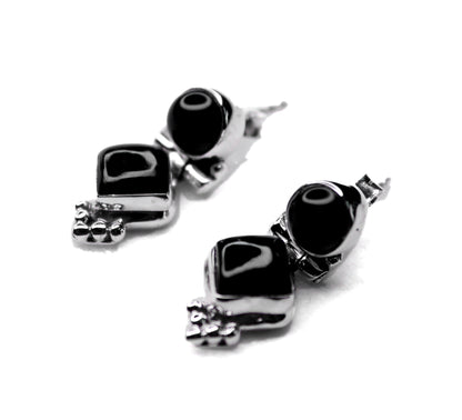 BLACK ONEX SILVER STUD EARRING For Women 015 (4.2GM)