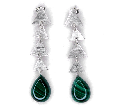 MALACHITE SILVER EARRING (5.8 GM)