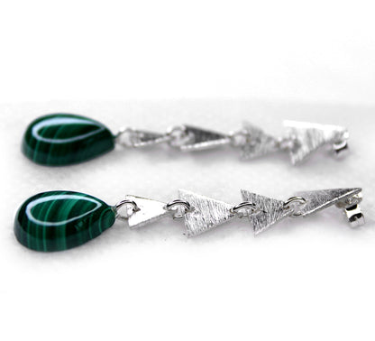 MALACHITE SILVER EARRING (5.8 GM)