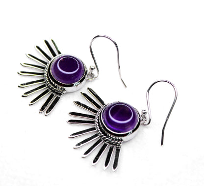 AMETHYST SILVER EARRING (6.5GM)