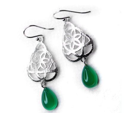 GREEN ONEX SILVER EARRING (5 GM)