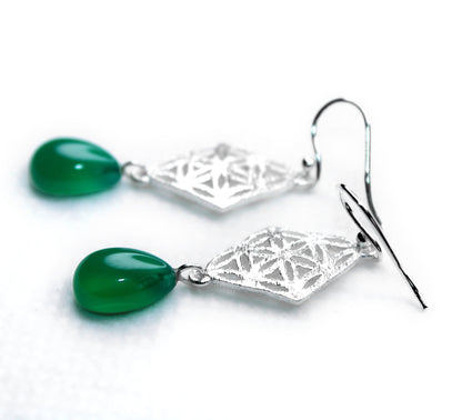 GREEN ONEX SILVER EARRING (4.4 GM)