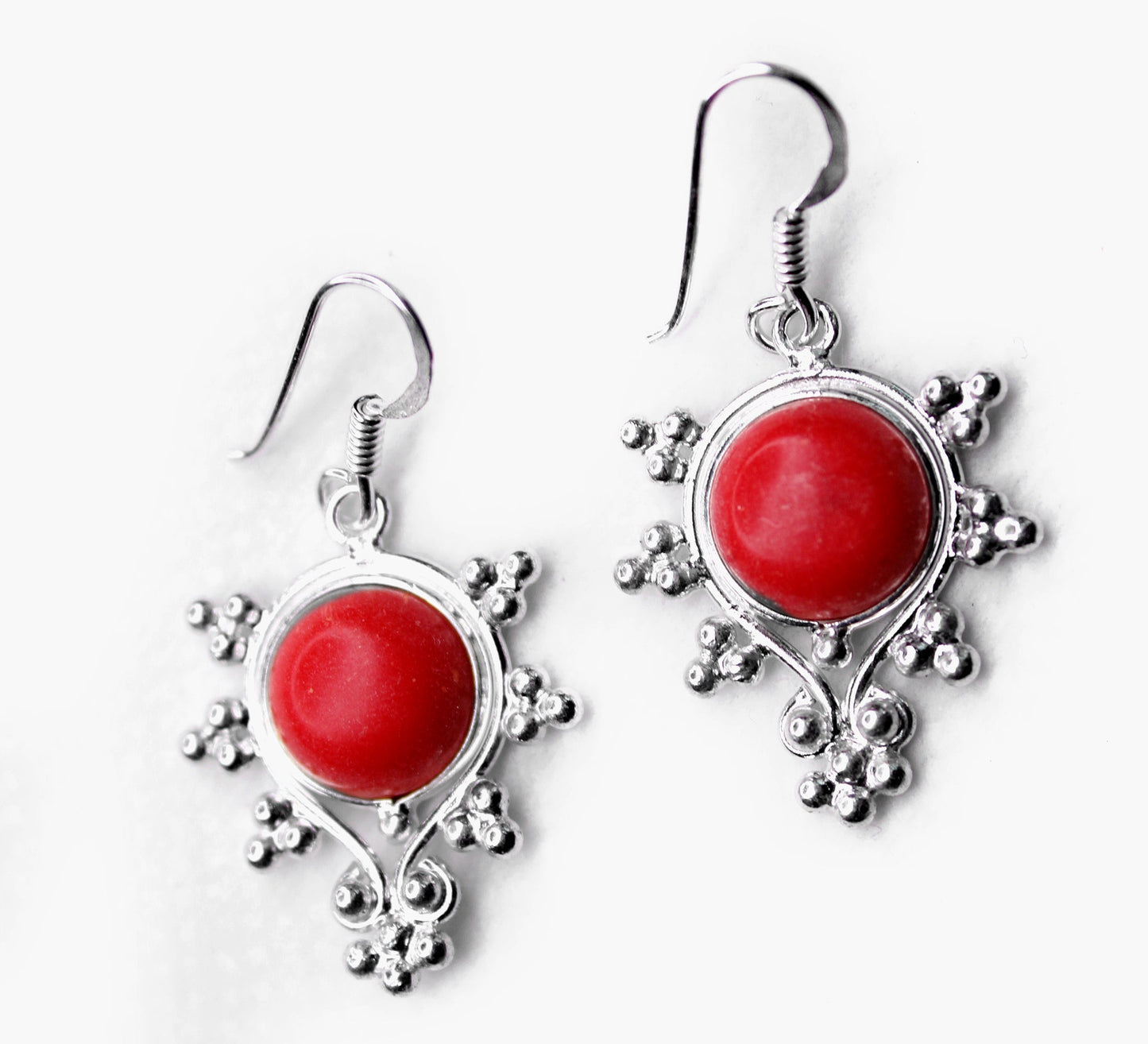 RED STONE SILVER EARRING (5.3GM)