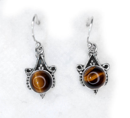 TIGER EYE SILVER EARRING (3.6 GM)